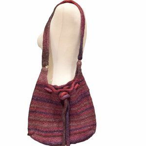 Felted bag boho purse handknit multicolor natural fibers wool and soy blend